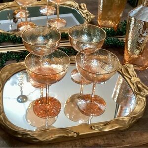 4 Anthropologie iridescent champagne glasses Zaza collection - NIB